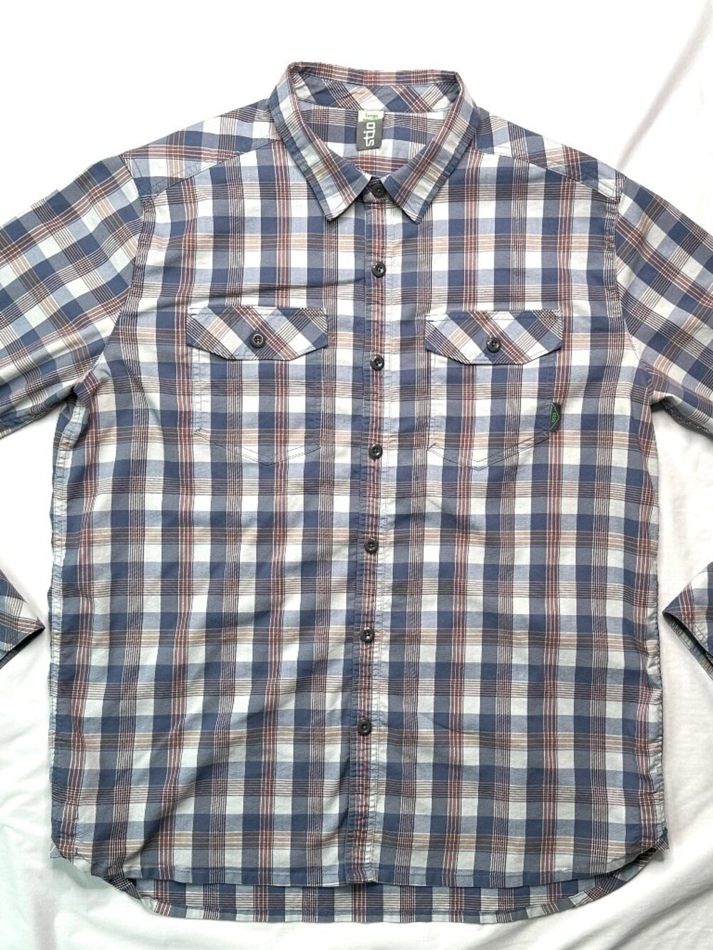 Stio Button Up Flannel Shirt Mens Large Blue Red Plaid Western